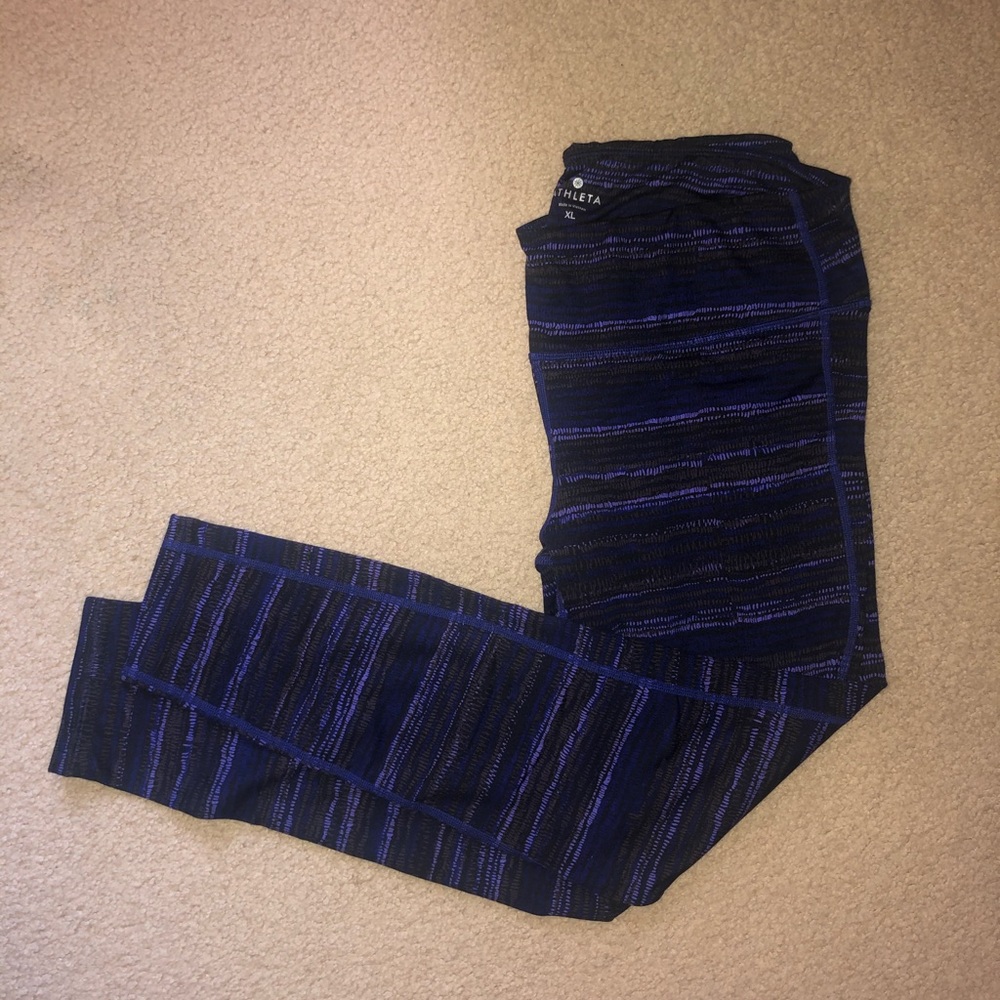 Athleta Blue Striped Chatarunga Legging, Size XL